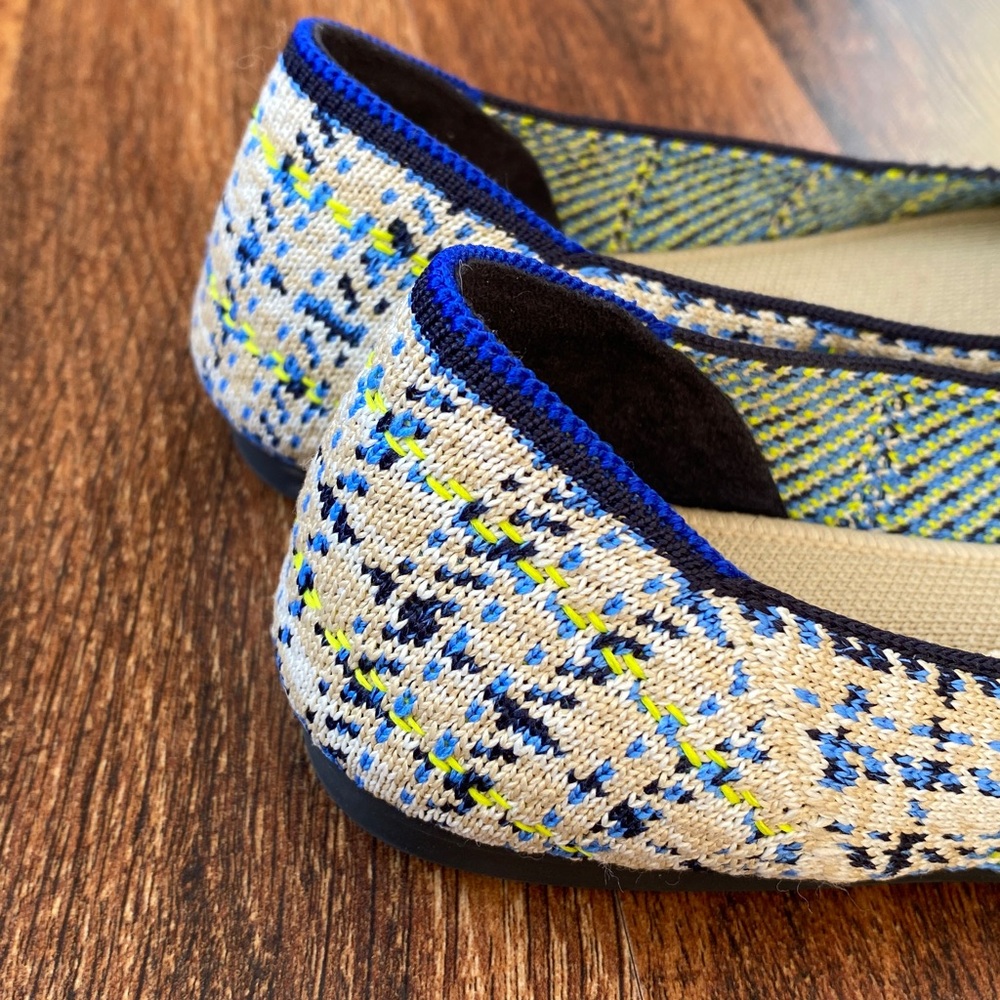 Rothy’s The Square Flat in Spring Tweed beige blue yellow Sz 6 - Picture 4 of 8
